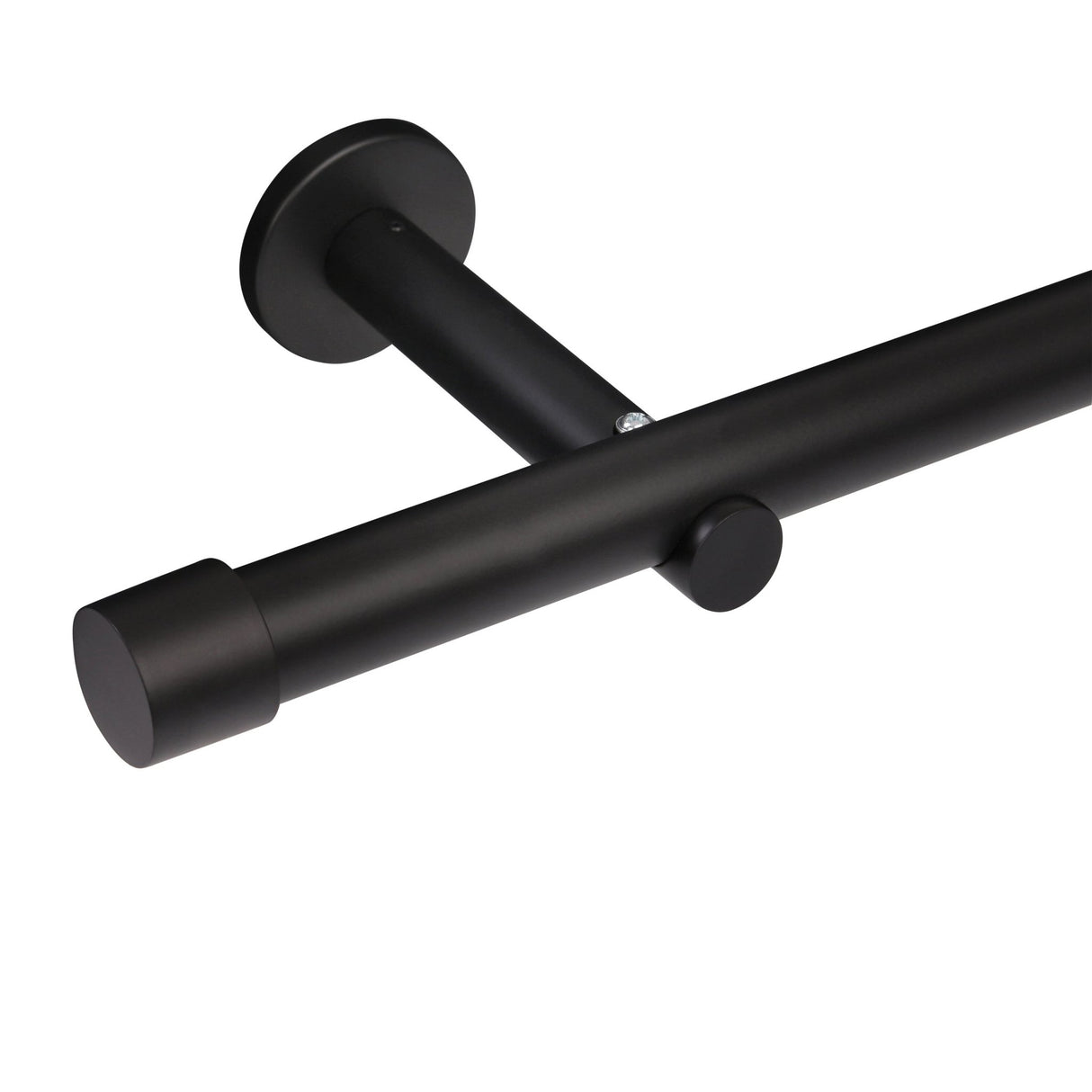 Custom-made curtain rod 25mm 1-track black matt with cap - Style series