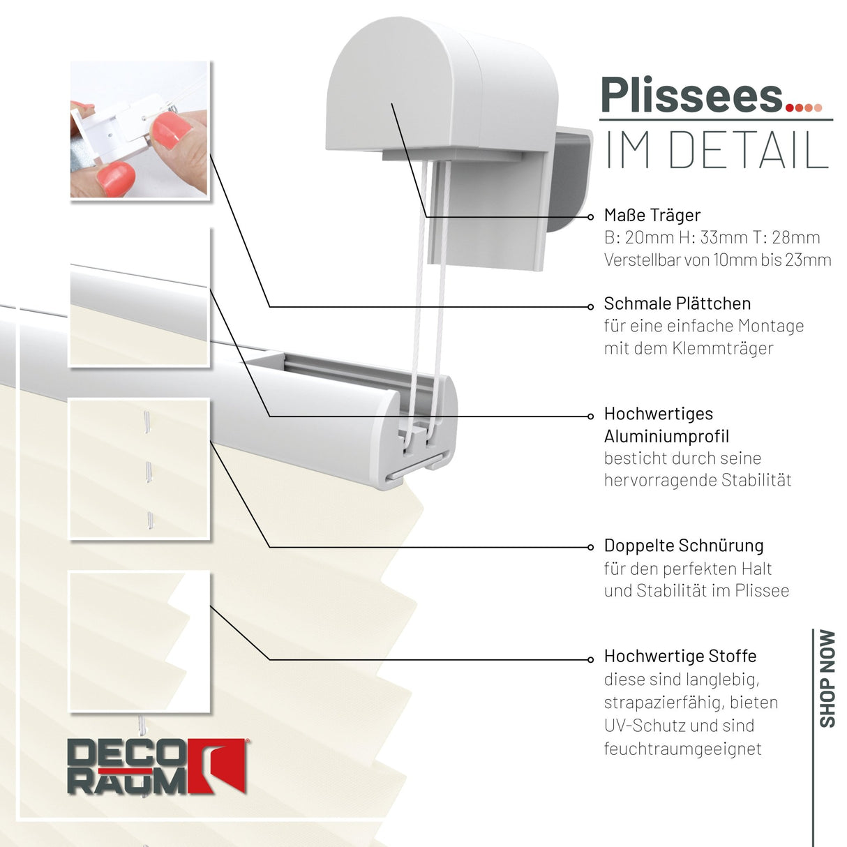 Plissee Basic Klemmfix – Standardgrößen ohne Bohren
