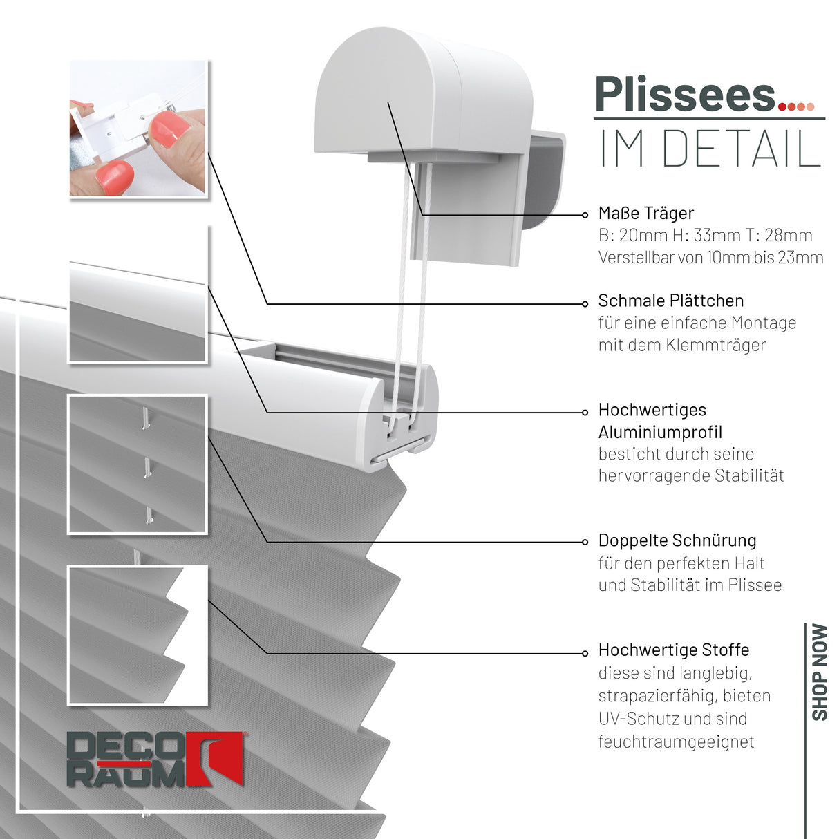 Plissee Basic Klemmfix – Standardgrößen ohne Bohren