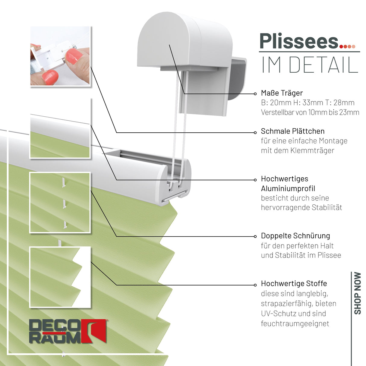 Plissee Basic Klemmfix – Standardgrößen ohne Bohren