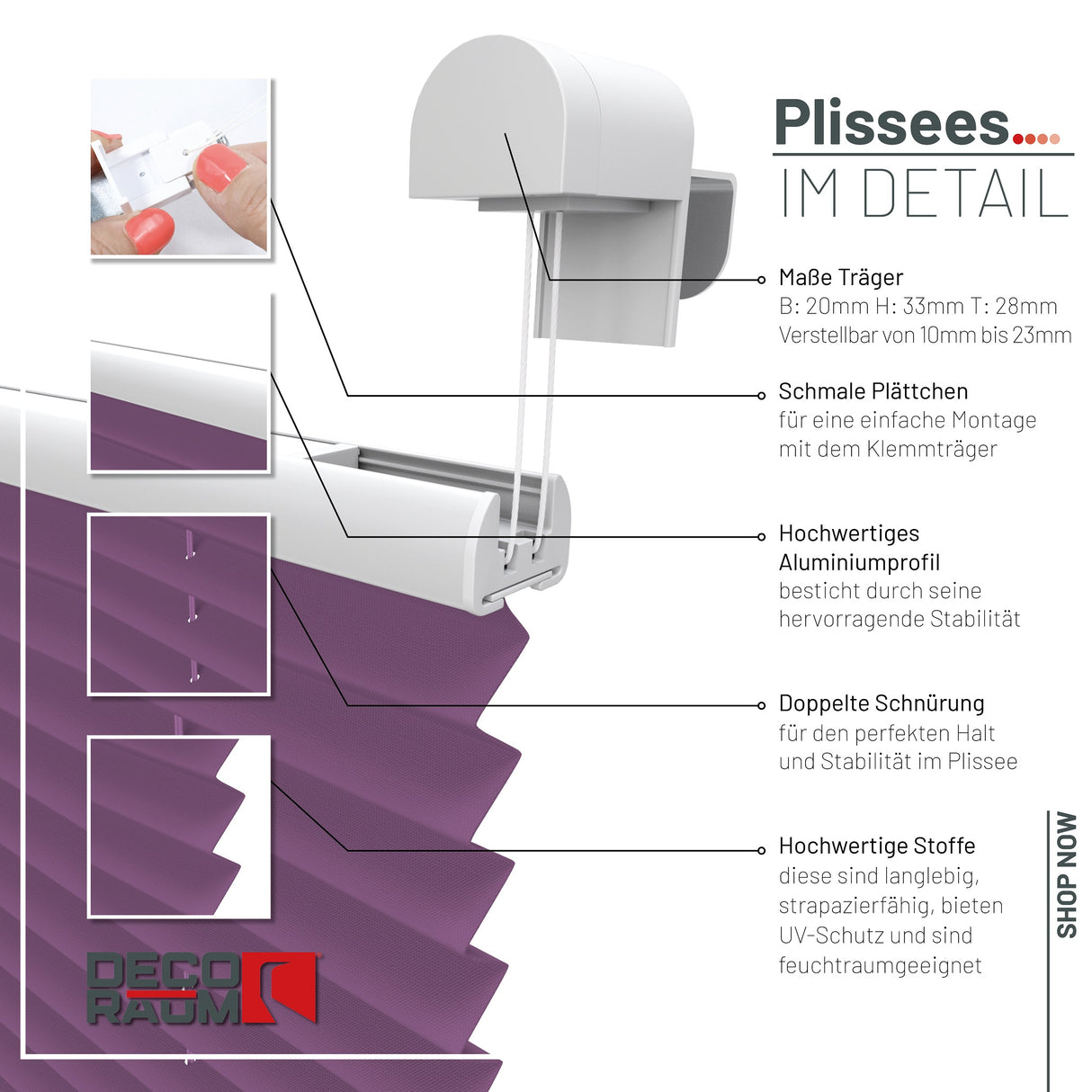Plissee Basic Klemmfix – Standardgrößen ohne Bohren