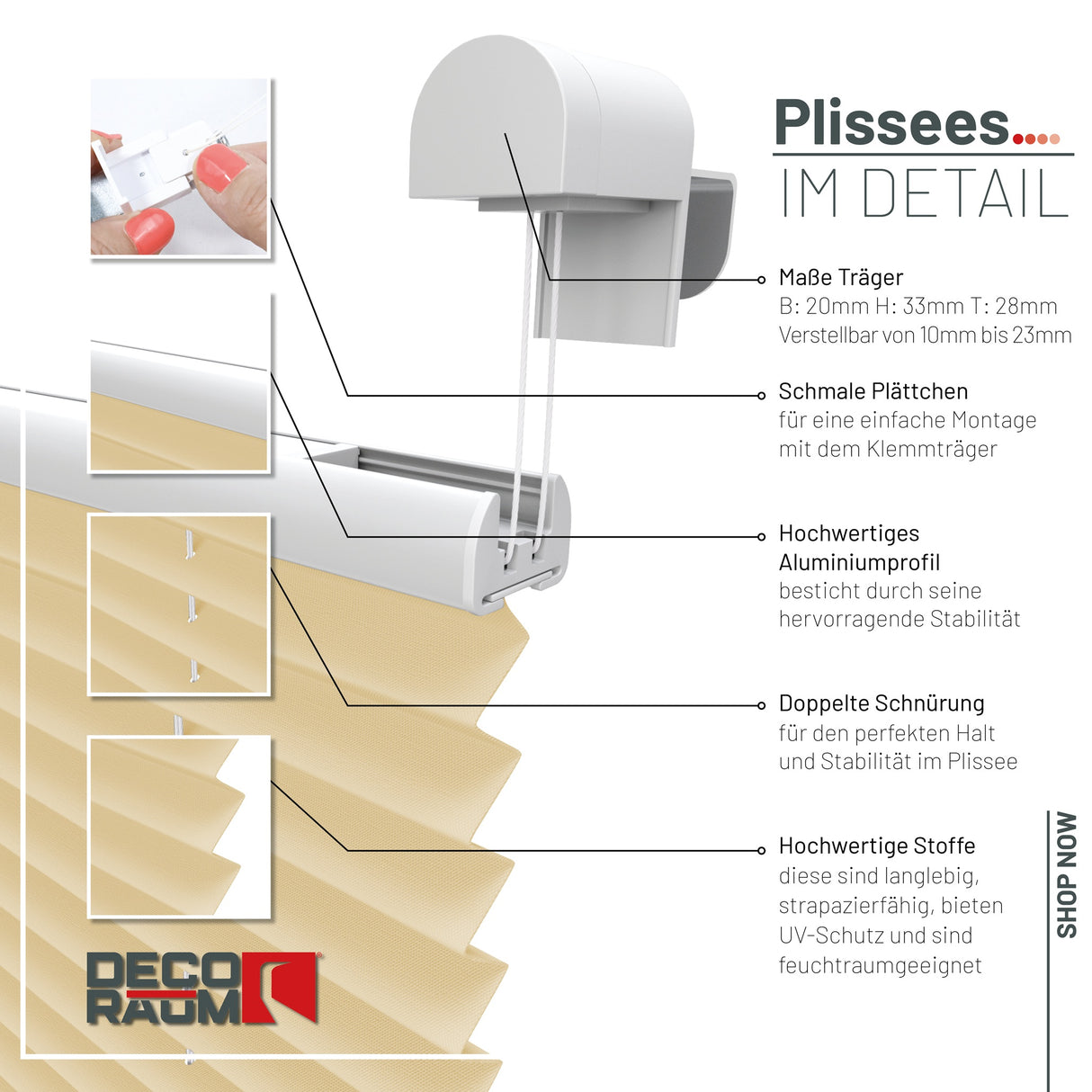 Plissee Basic Klemmfix – Standardgrößen ohne Bohren