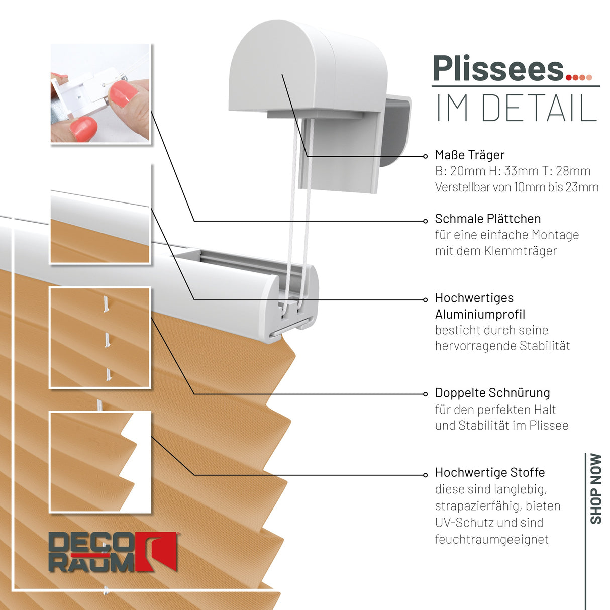 Plissee Basic Klemmfix – Standardgrößen ohne Bohren