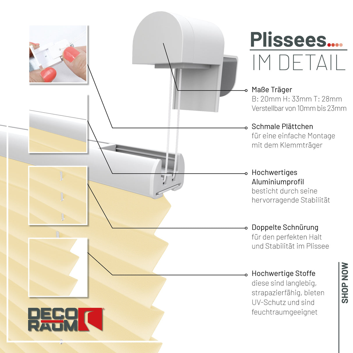 Plissee Basic Klemmfix – Standardgrößen ohne Bohren