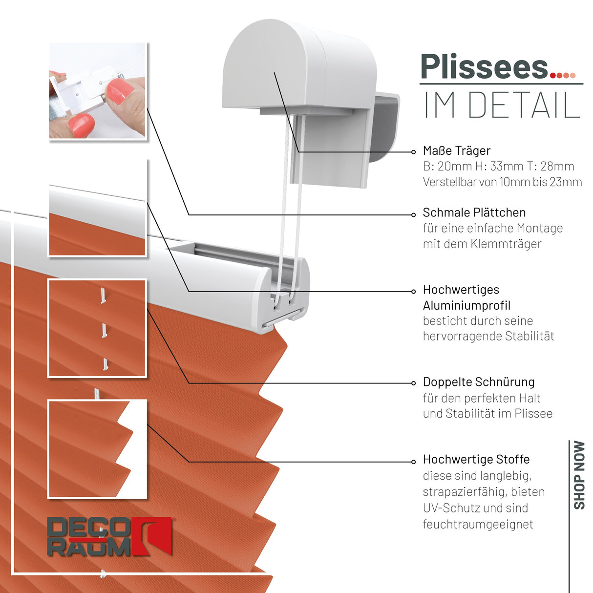 Plissee Basic Klemmfix – Standardgrößen ohne Bohren