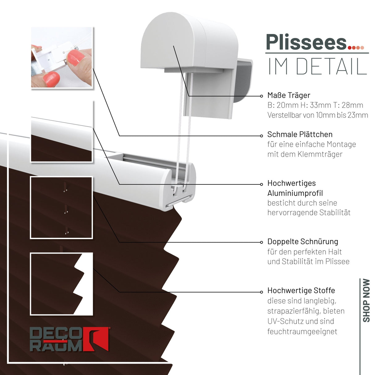Plissee Basic Klemmfix – Standardgrößen ohne Bohren