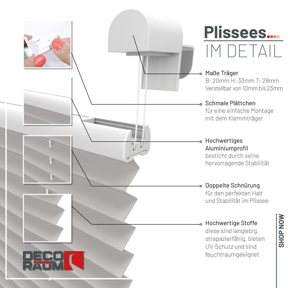 Plissee Basic Klemmfix – Standardgrößen ohne Bohren