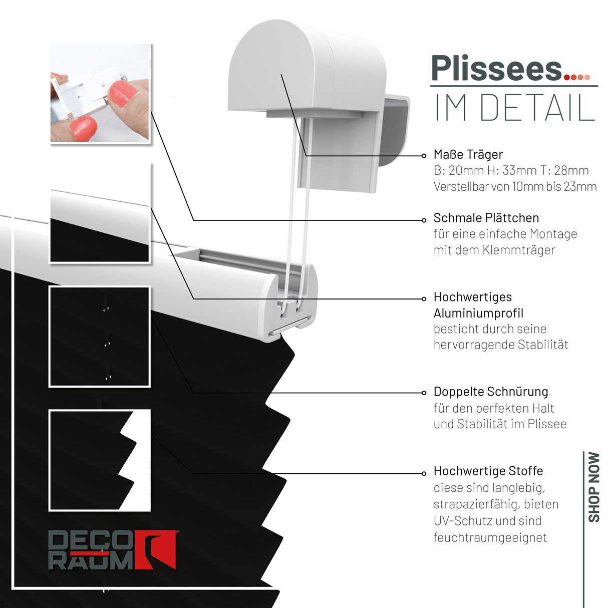 Plissee Basic Klemmfix – Standardgrößen ohne Bohren