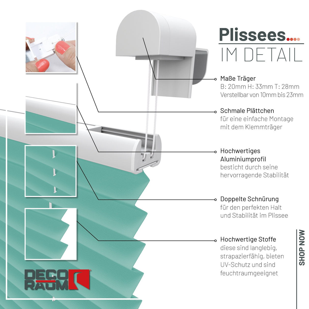 Plissee Basic Klemmfix – Standardgrößen ohne Bohren