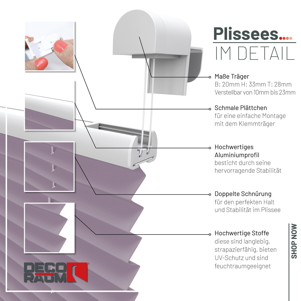 Plissee Basic Klemmfix – Standardgrößen ohne Bohren