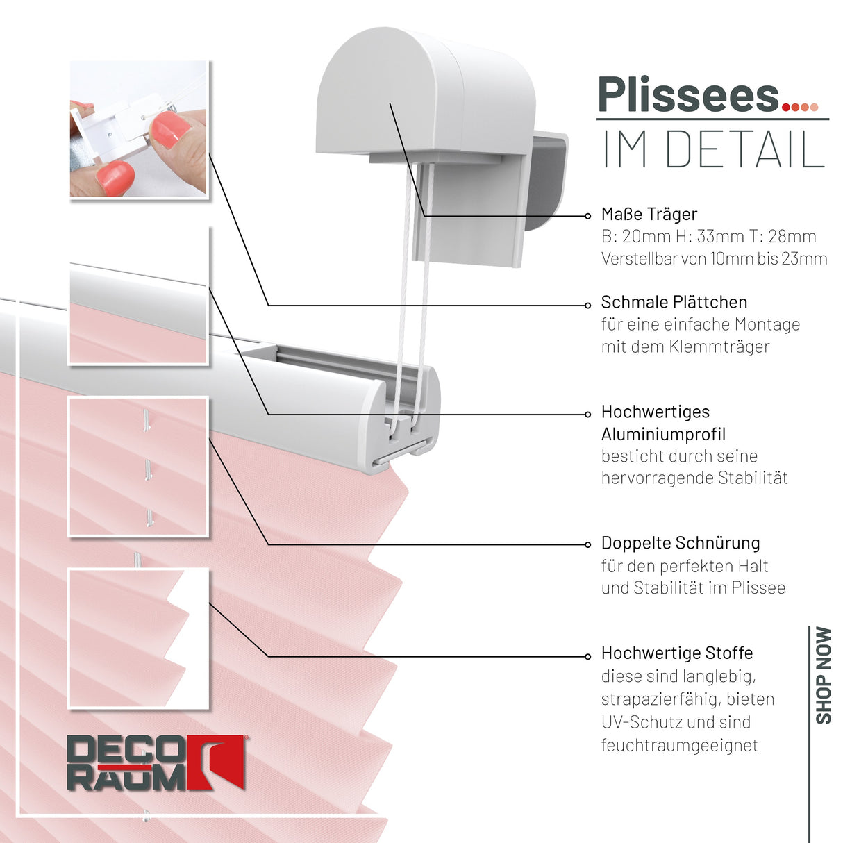 Plissee Basic Klemmfix – Standardgrößen ohne Bohren