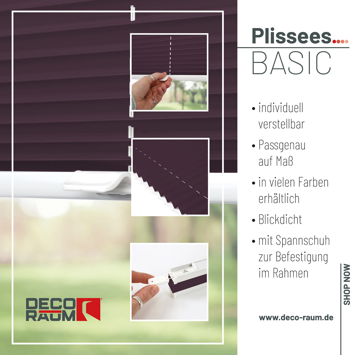 Plissee Blickdicht nach Maß – Basic Sichtschutz für Fenster & Türen