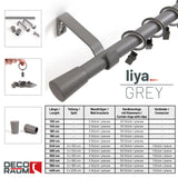 Gardinenstange 19mm 1-läufig Grau mit Kegel Komplett-Set- Serie Liya