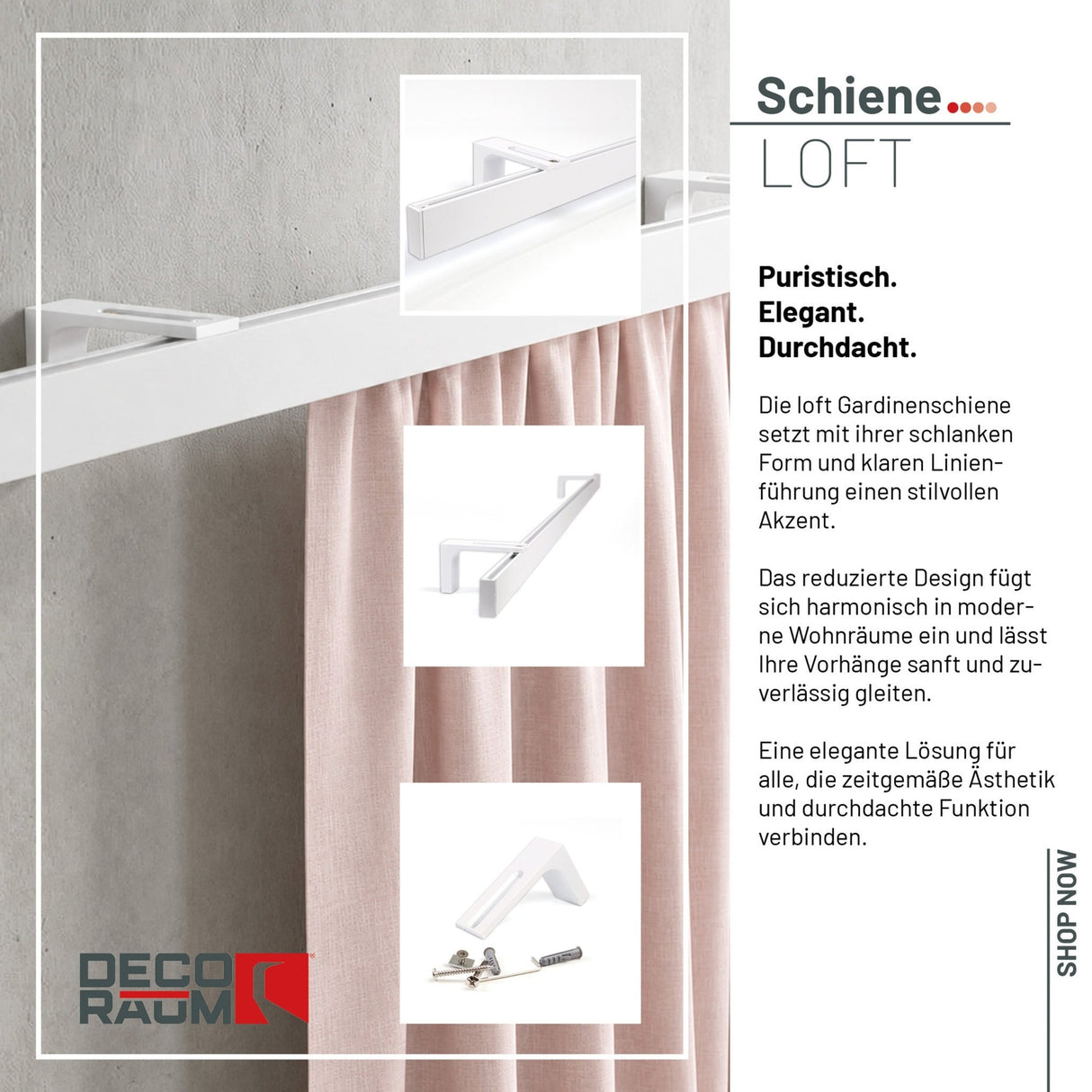 Curtain rail inner track white loft