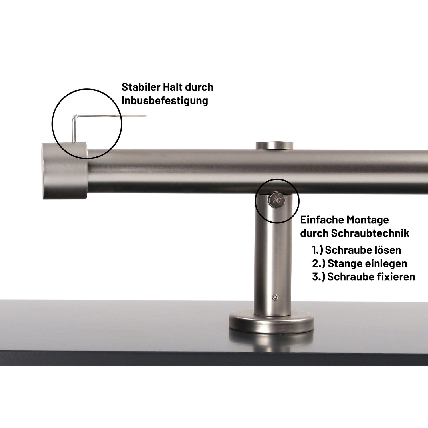 Gardinenstange Style 25mm Edelstahl-optik mit Kappe