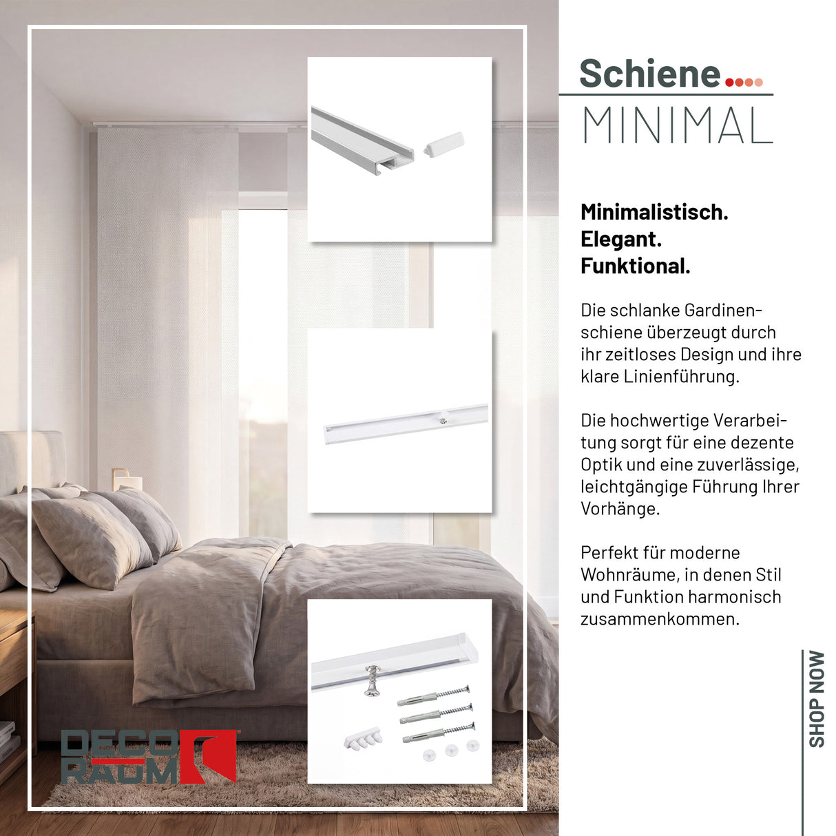 1-track curtain rail, inner track, minimal white