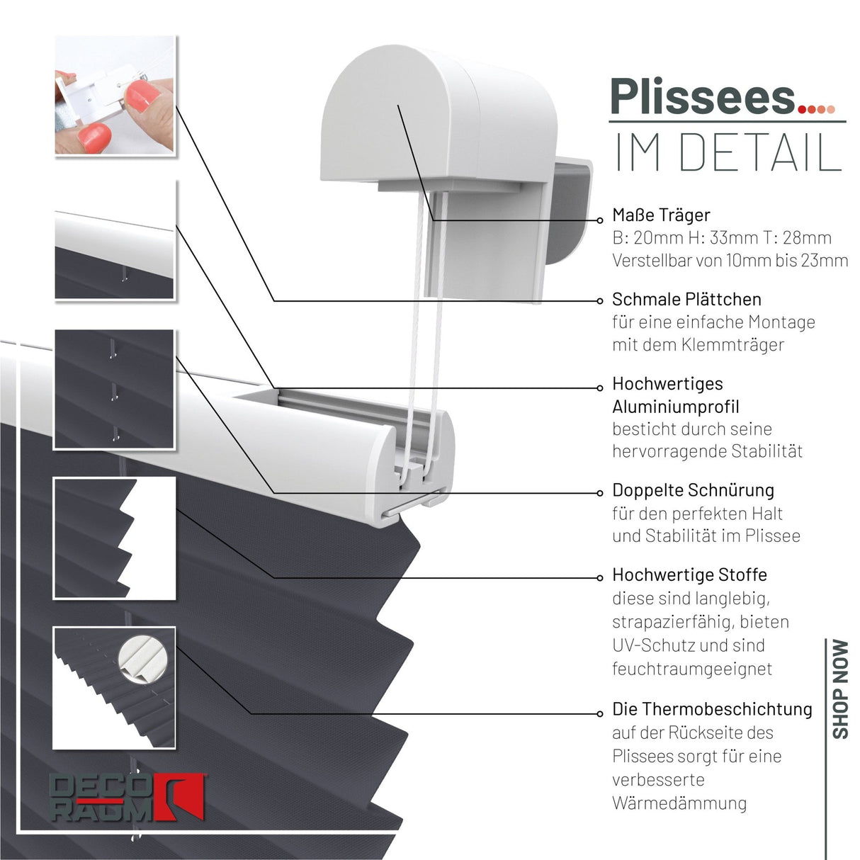 Klemmfix-Plissee Thermo in Standardgrößen – ohne Bohren