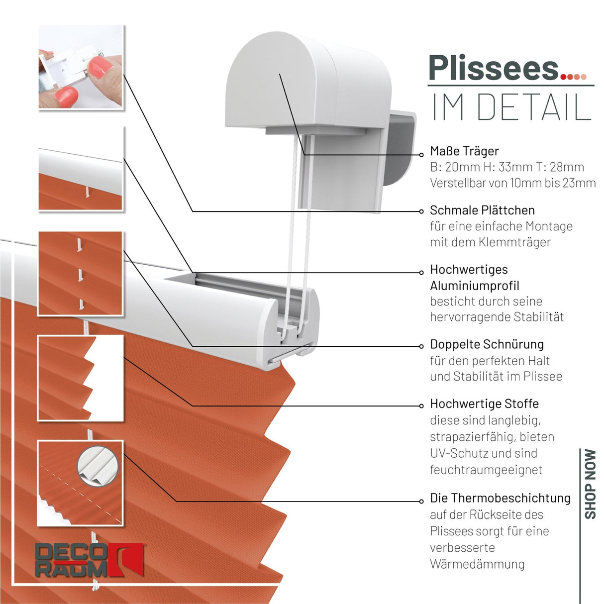 Klemmfix-Plissee Thermo in Standardgrößen – ohne Bohren