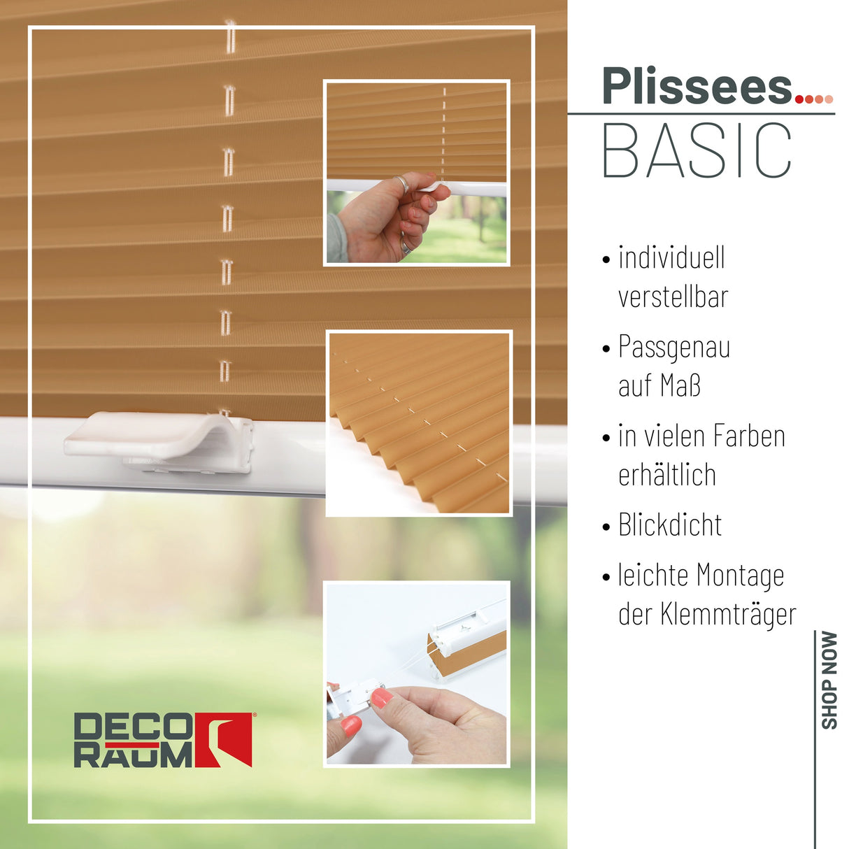 Plissee Basic Klemmfix – Standardgrößen ohne Bohren