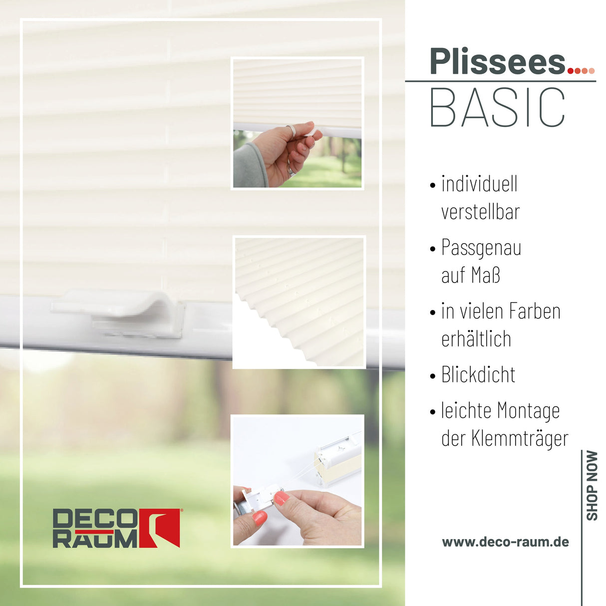 Plissee Basic Klemmfix – Standardgrößen ohne Bohren