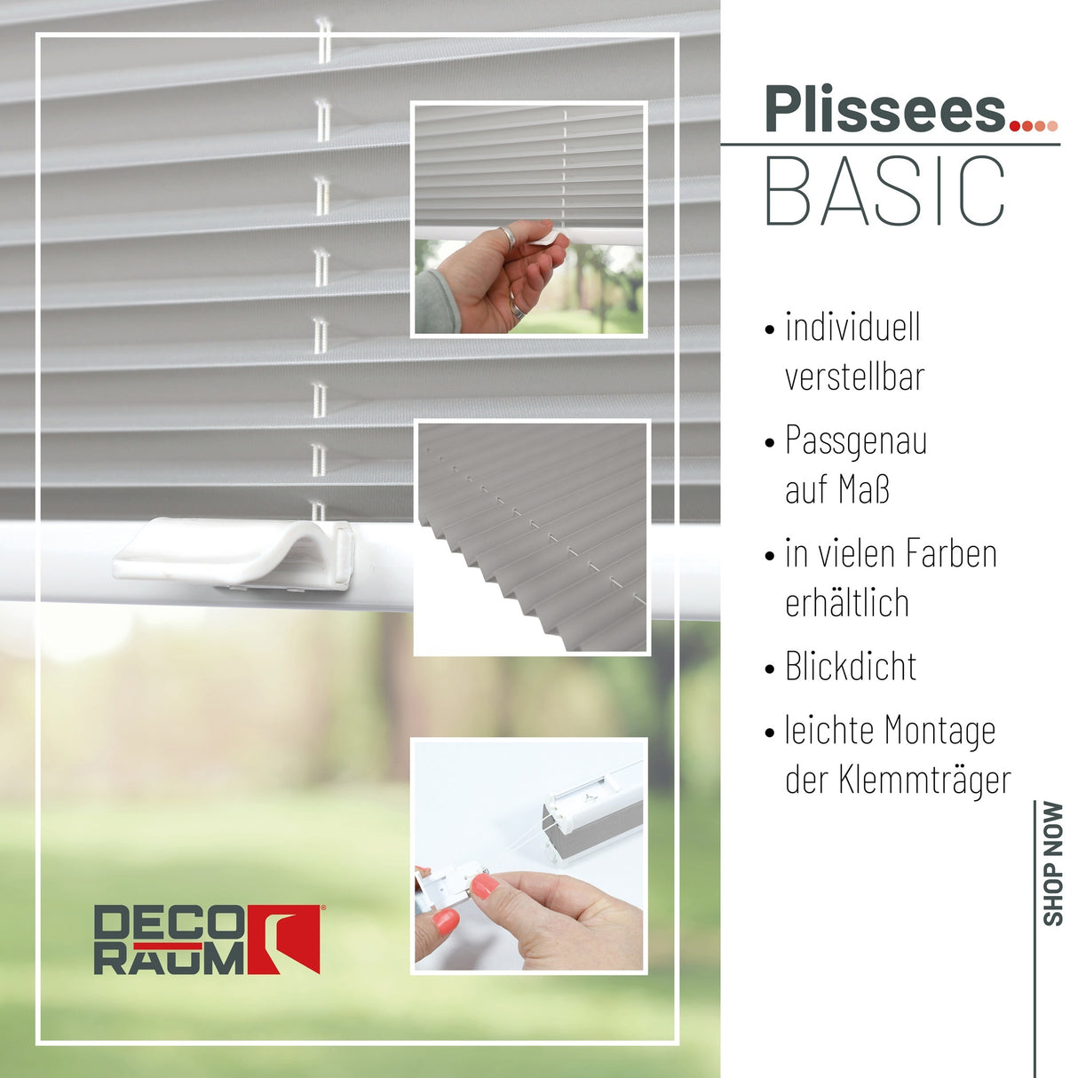 Plissee Basic Klemmfix – Standardgrößen ohne Bohren