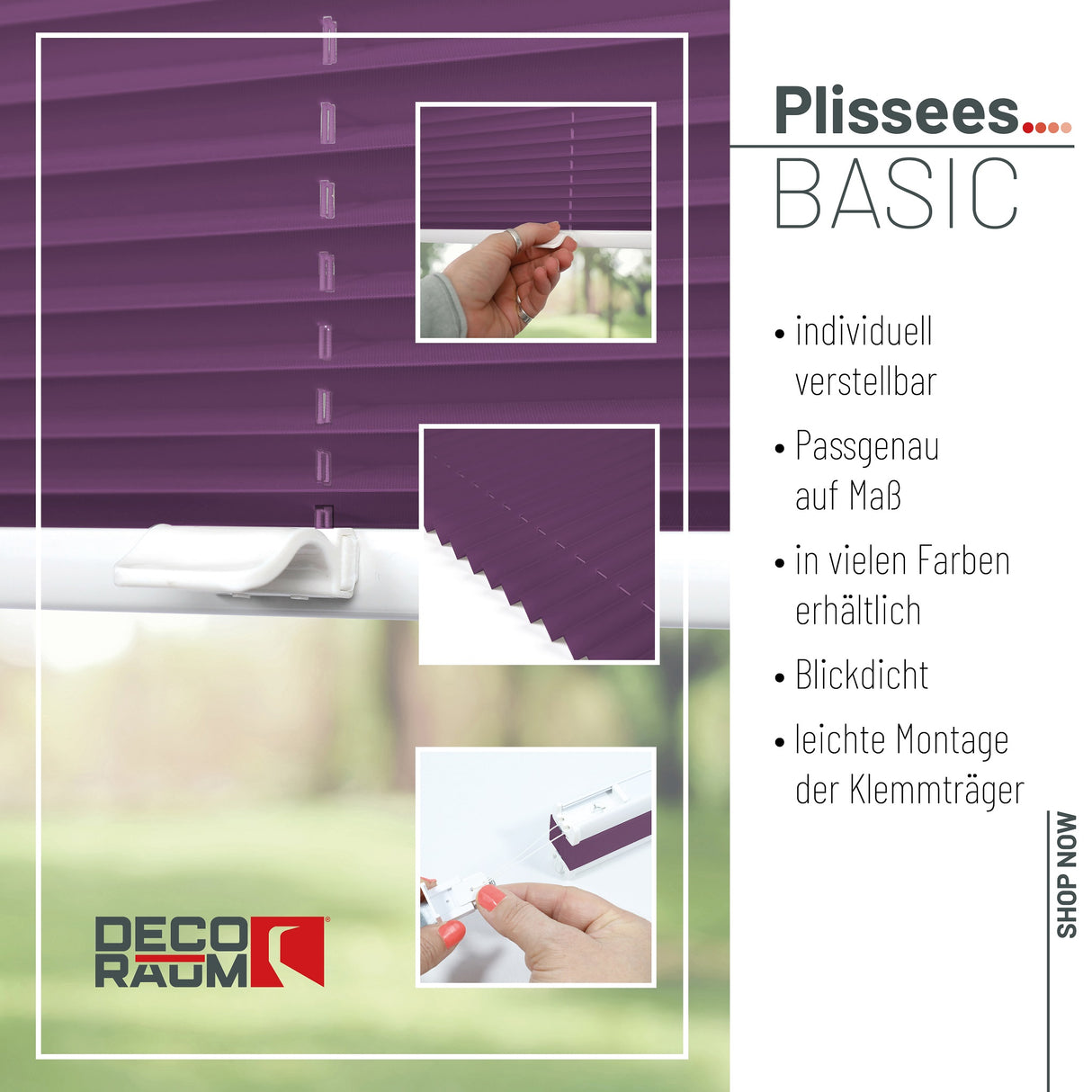 Plissee Basic Klemmfix – Standardgrößen ohne Bohren