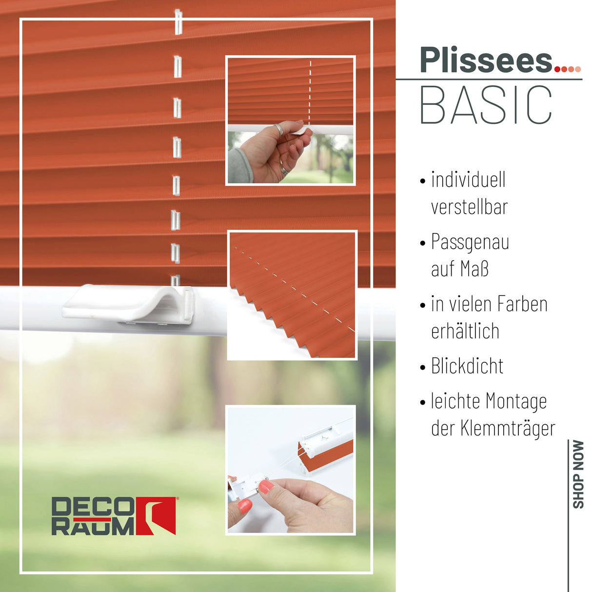 Plissee Basic Klemmfix – Standardgrößen ohne Bohren