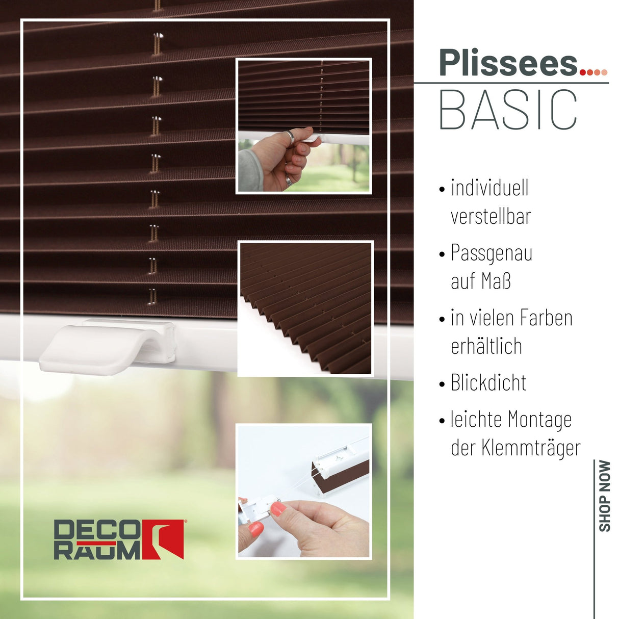 Plissee Basic Klemmfix – Standardgrößen ohne Bohren