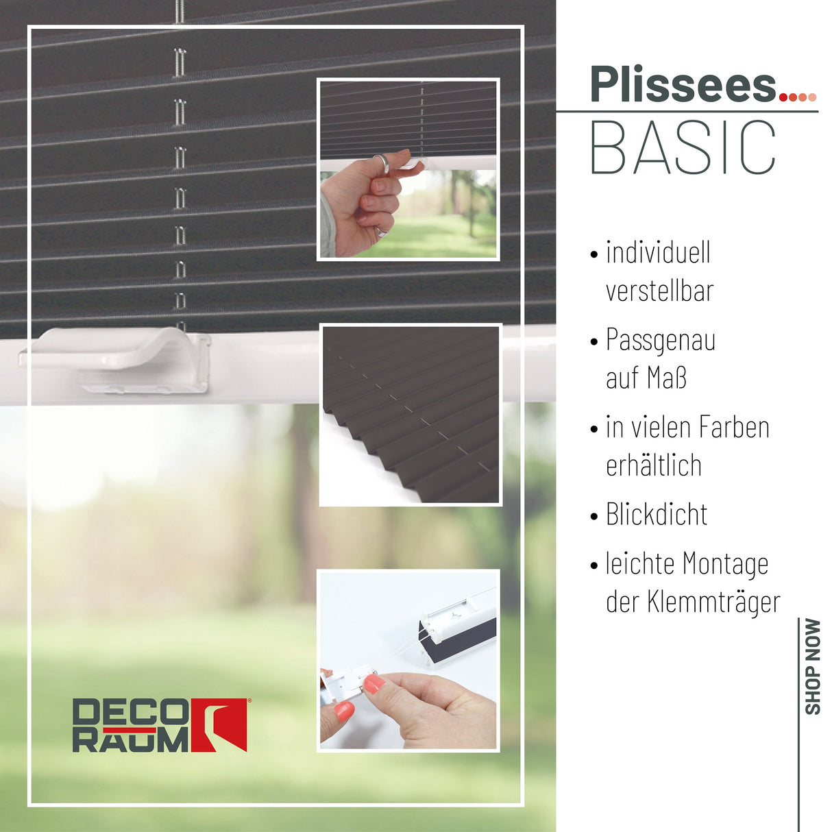 Plissee Basic Klemmfix – Standardgrößen ohne Bohren