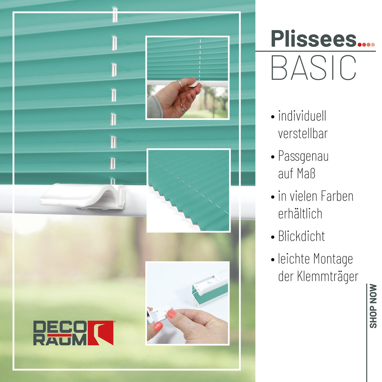 Plissee Basic Klemmfix – Standardgrößen ohne Bohren