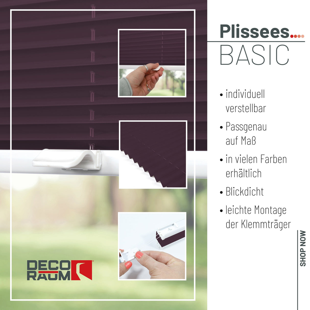 Plissee Basic Klemmfix – Standardgrößen ohne Bohren