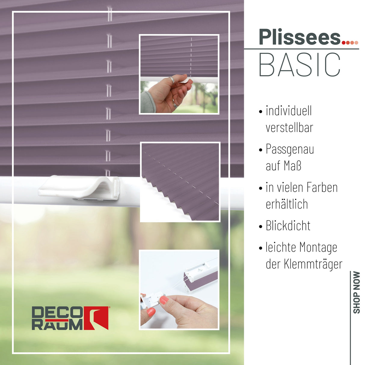 Plissee Basic Klemmfix – Standardgrößen ohne Bohren