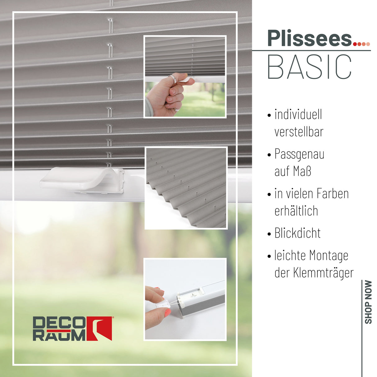 Plissee Basic Klemmfix – Standardgrößen ohne Bohren
