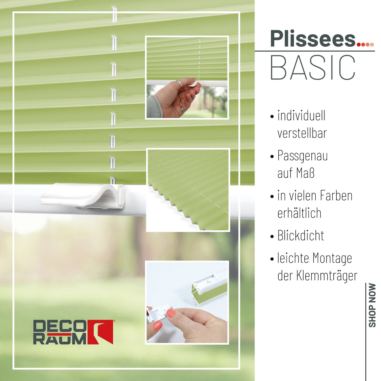 Plissee Basic Klemmfix – Standardgrößen ohne Bohren