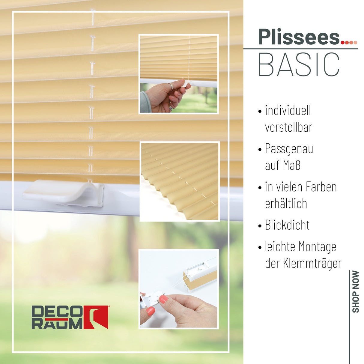 Plissee Basic Klemmfix – Standardgrößen ohne Bohren