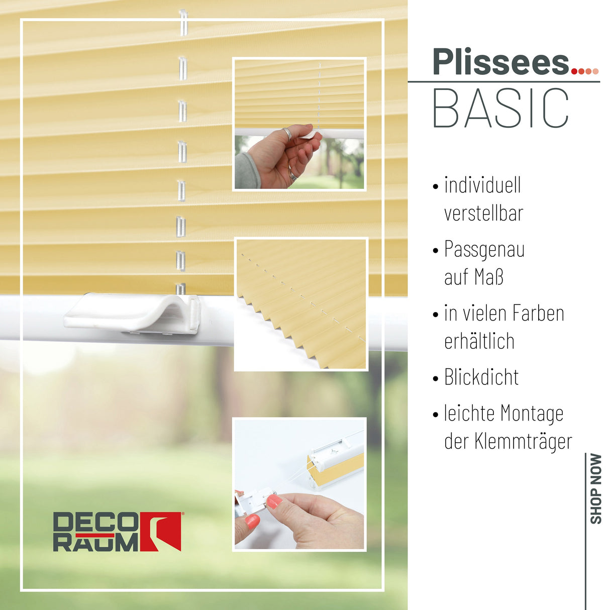 Plissee Basic Klemmfix – Standardgrößen ohne Bohren
