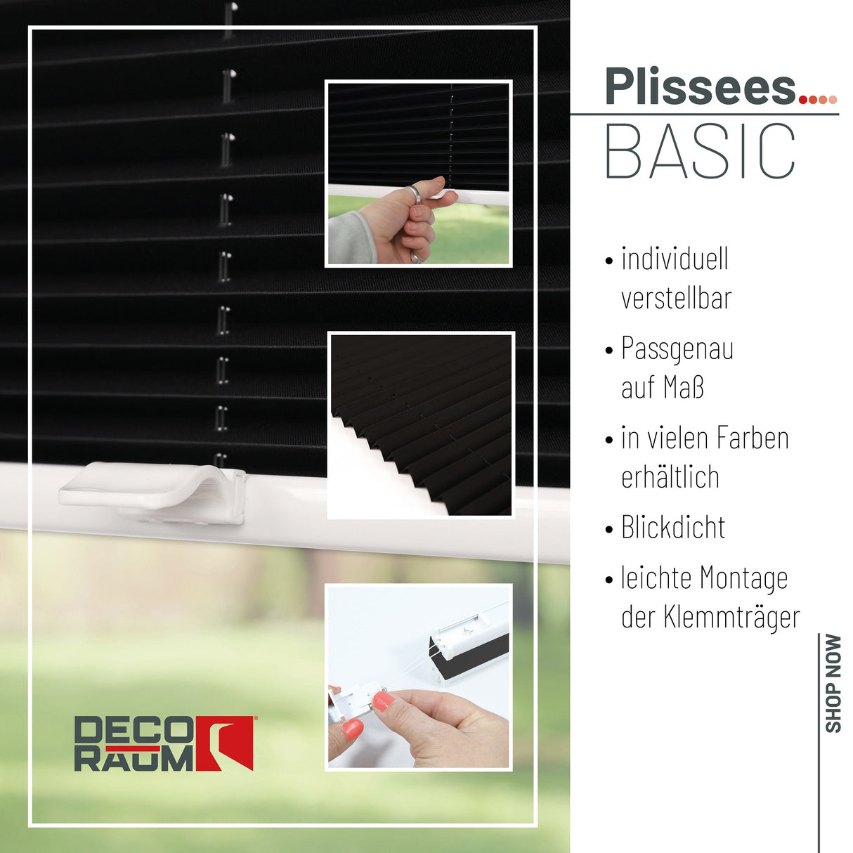 Plissee Basic Klemmfix – Standardgrößen ohne Bohren