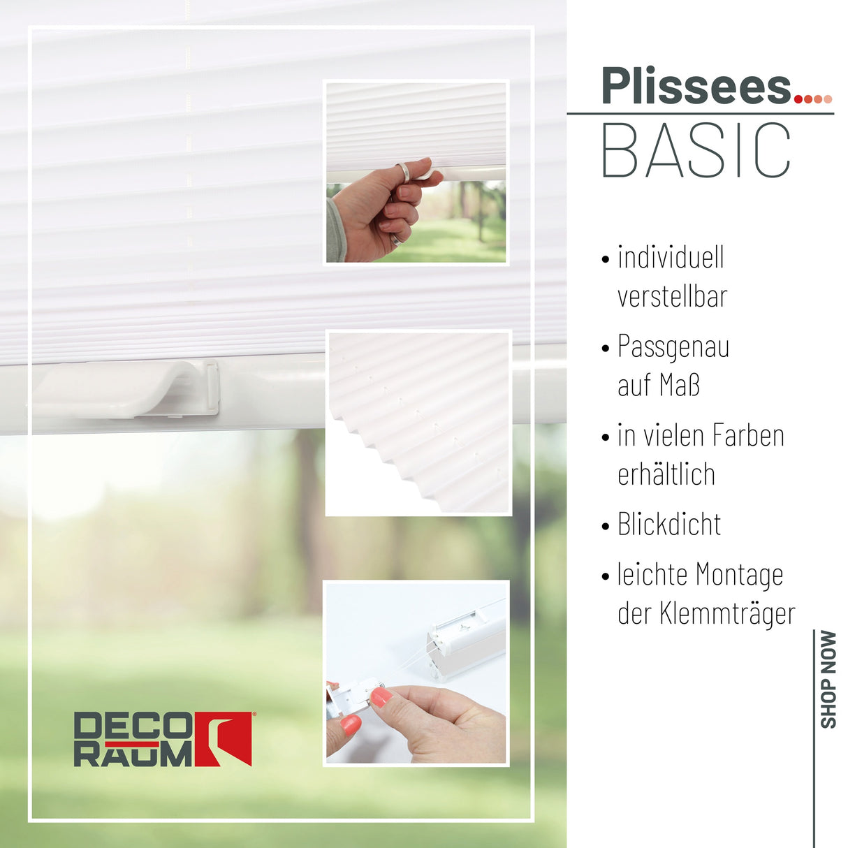Plissee Basic Klemmfix – Standardgrößen ohne Bohren