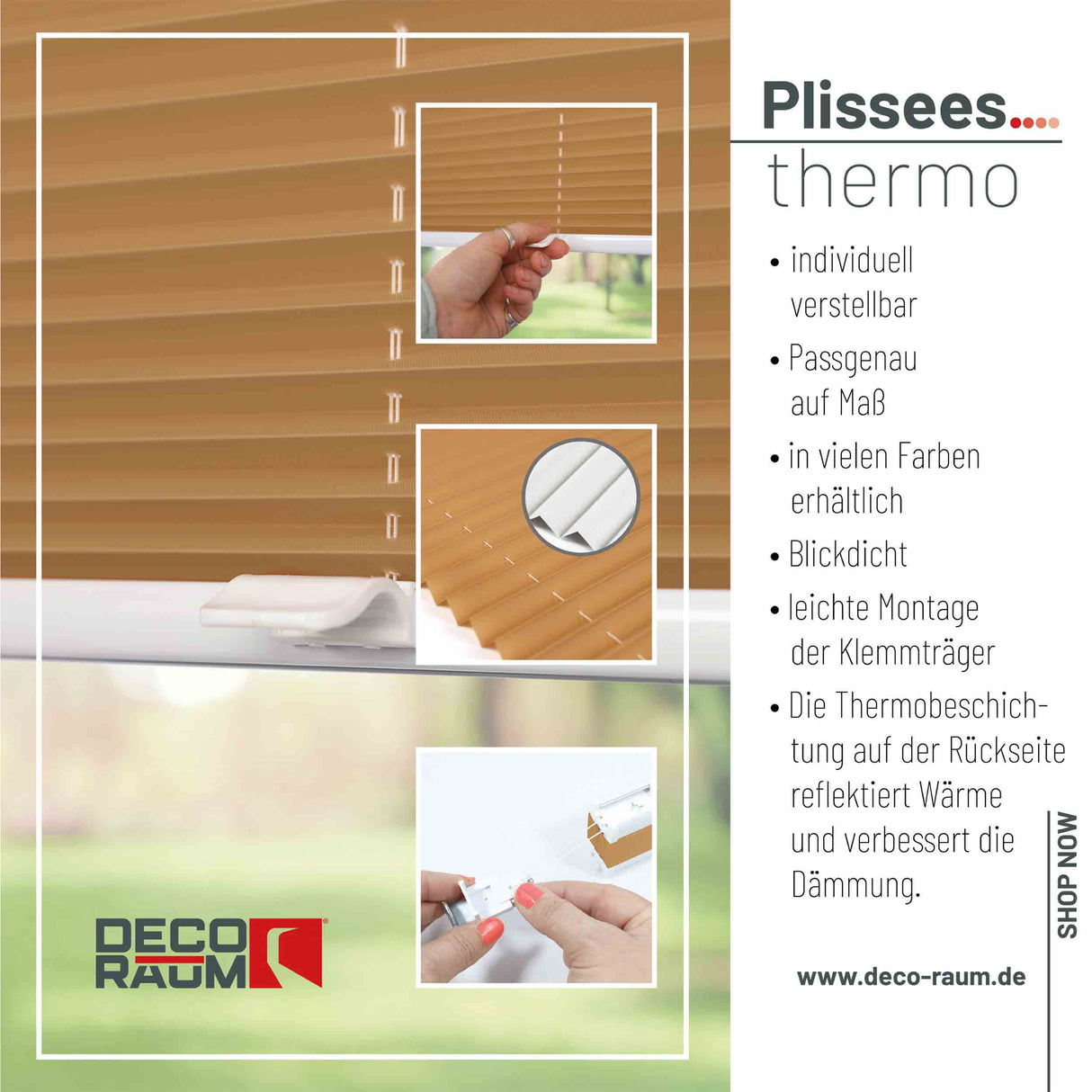 Klemmfix-Plissee Thermo in Standardgrößen – ohne Bohren