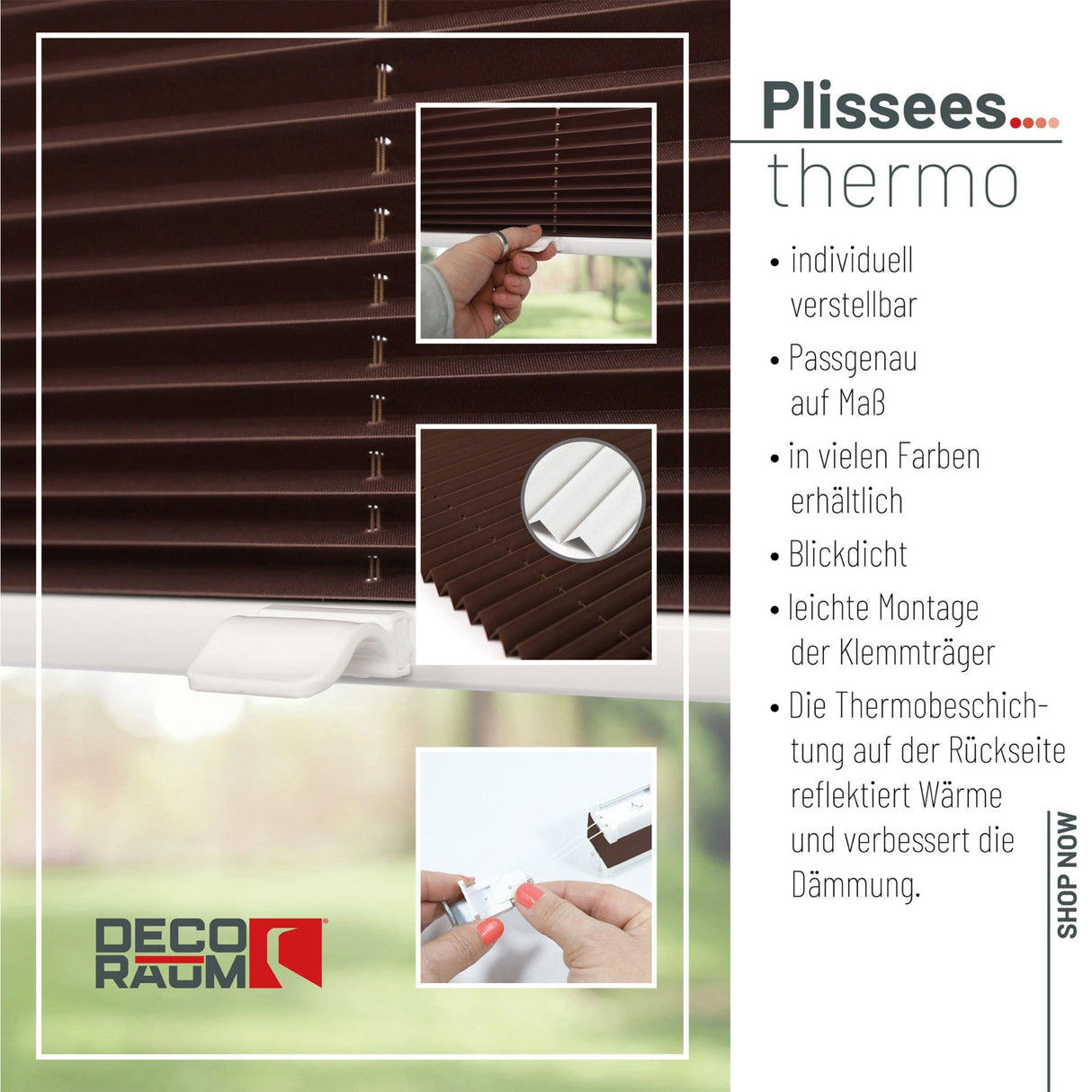 Klemmfix-Plissee Thermo in Standardgrößen – ohne Bohren