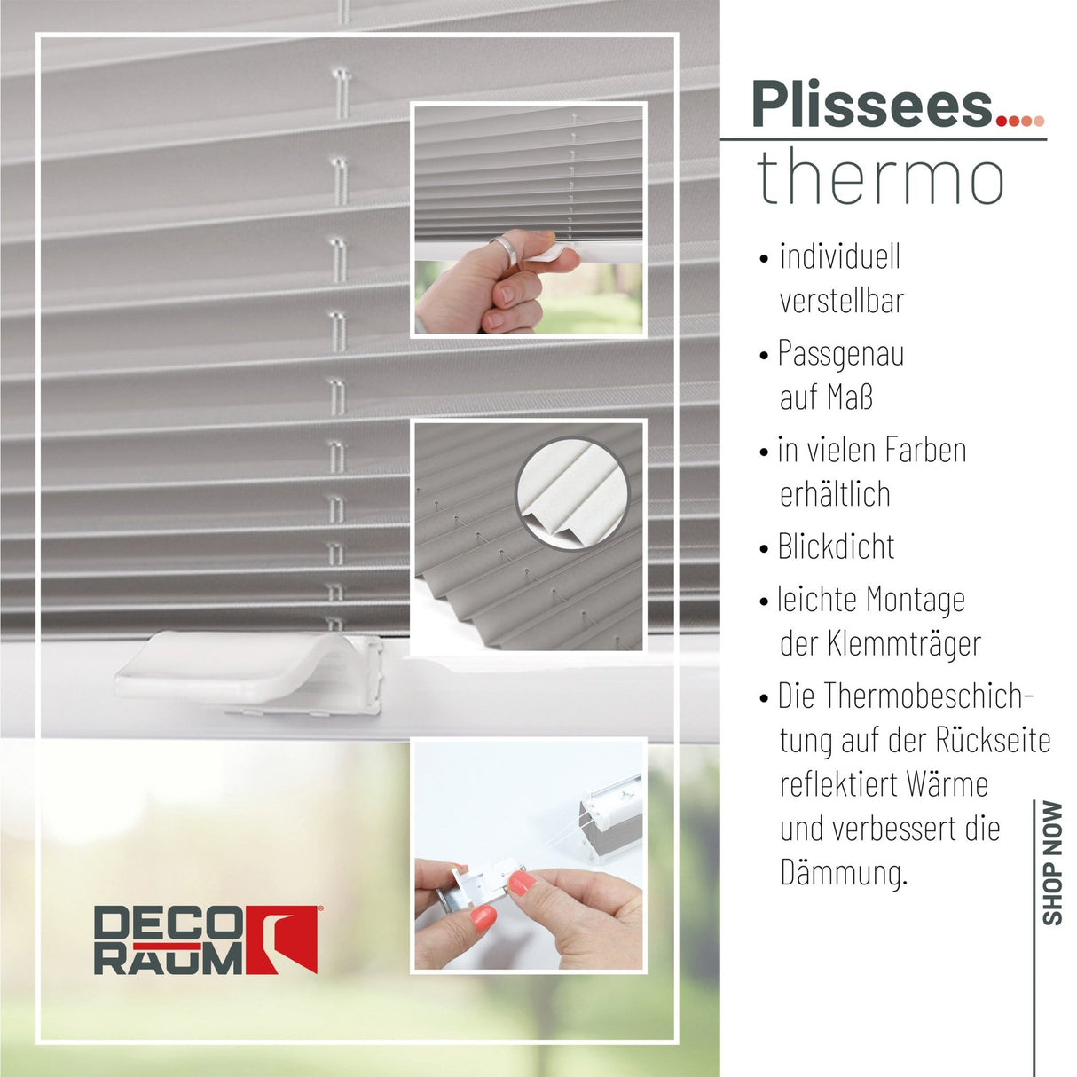 Klemmfix-Plissee Thermo in Standardgrößen – ohne Bohren