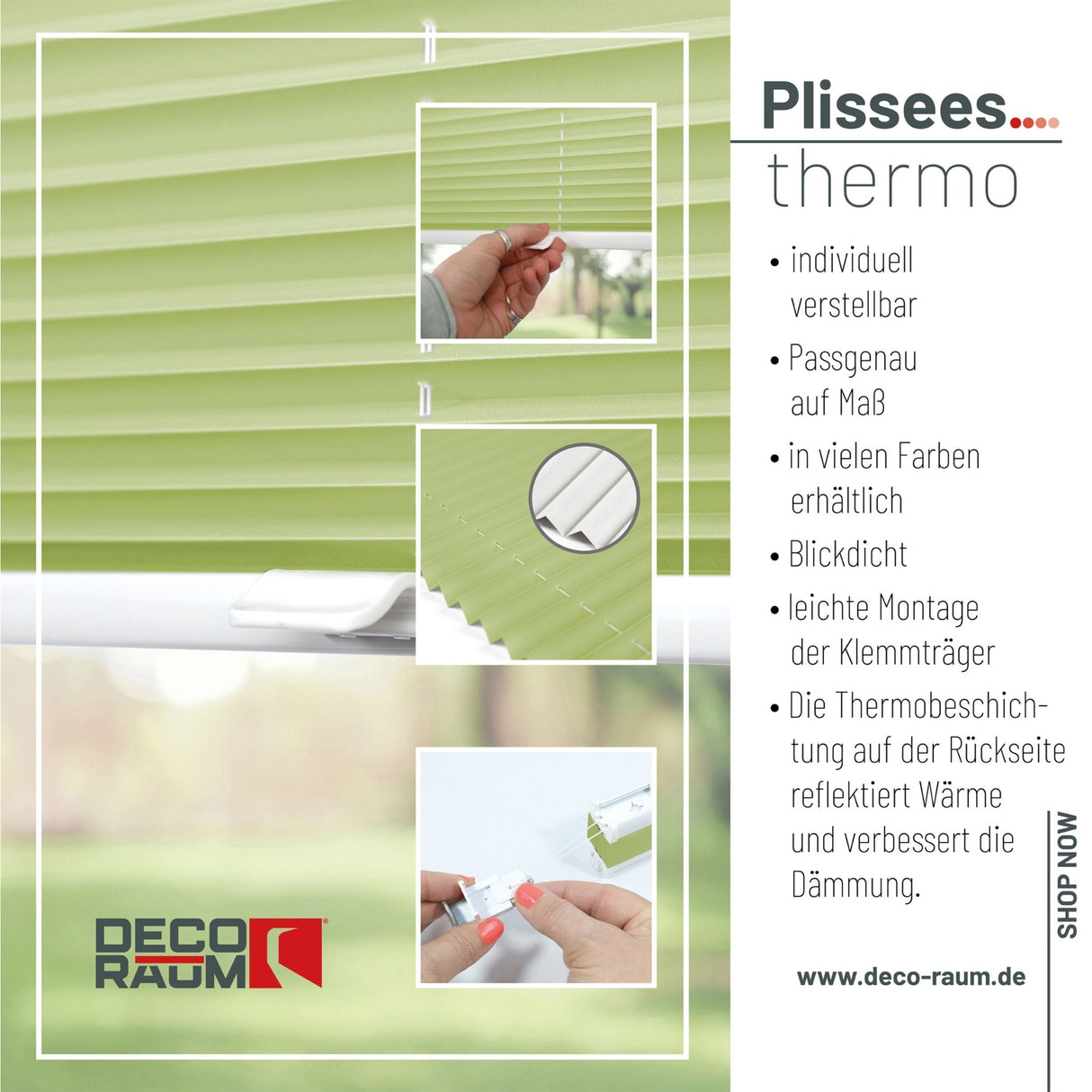 Klemmfix-Plissee Thermo in Standardgrößen – ohne Bohren