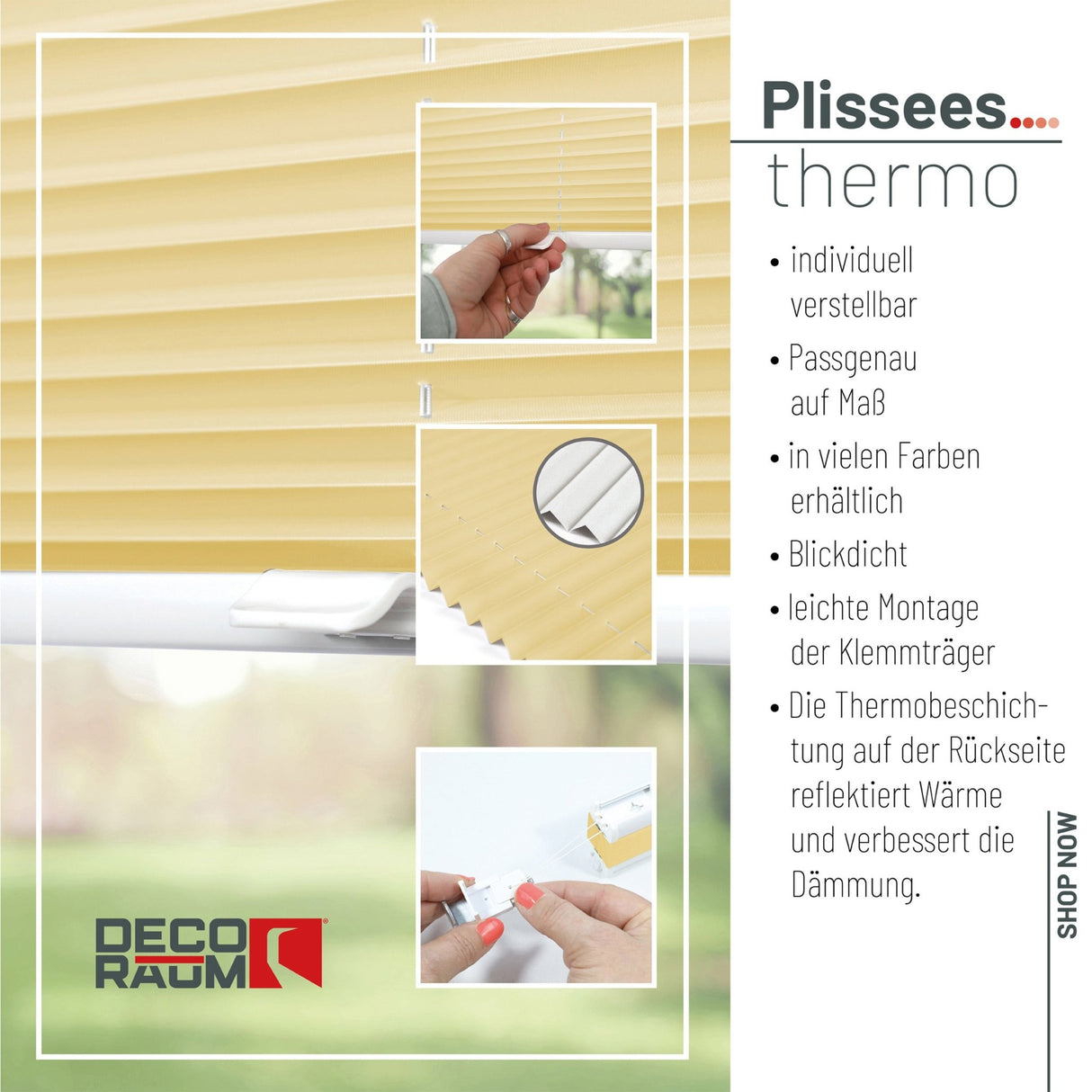 Klemmfix-Plissee Thermo in Standardgrößen – ohne Bohren