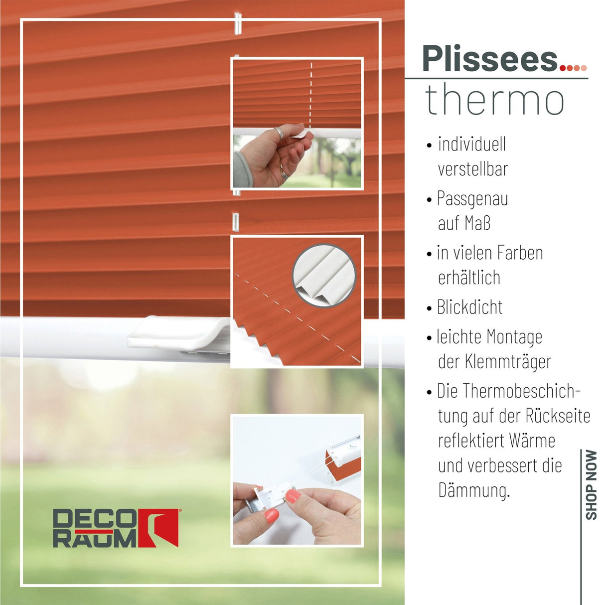 Klemmfix-Plissee Thermo in Standardgrößen – ohne Bohren