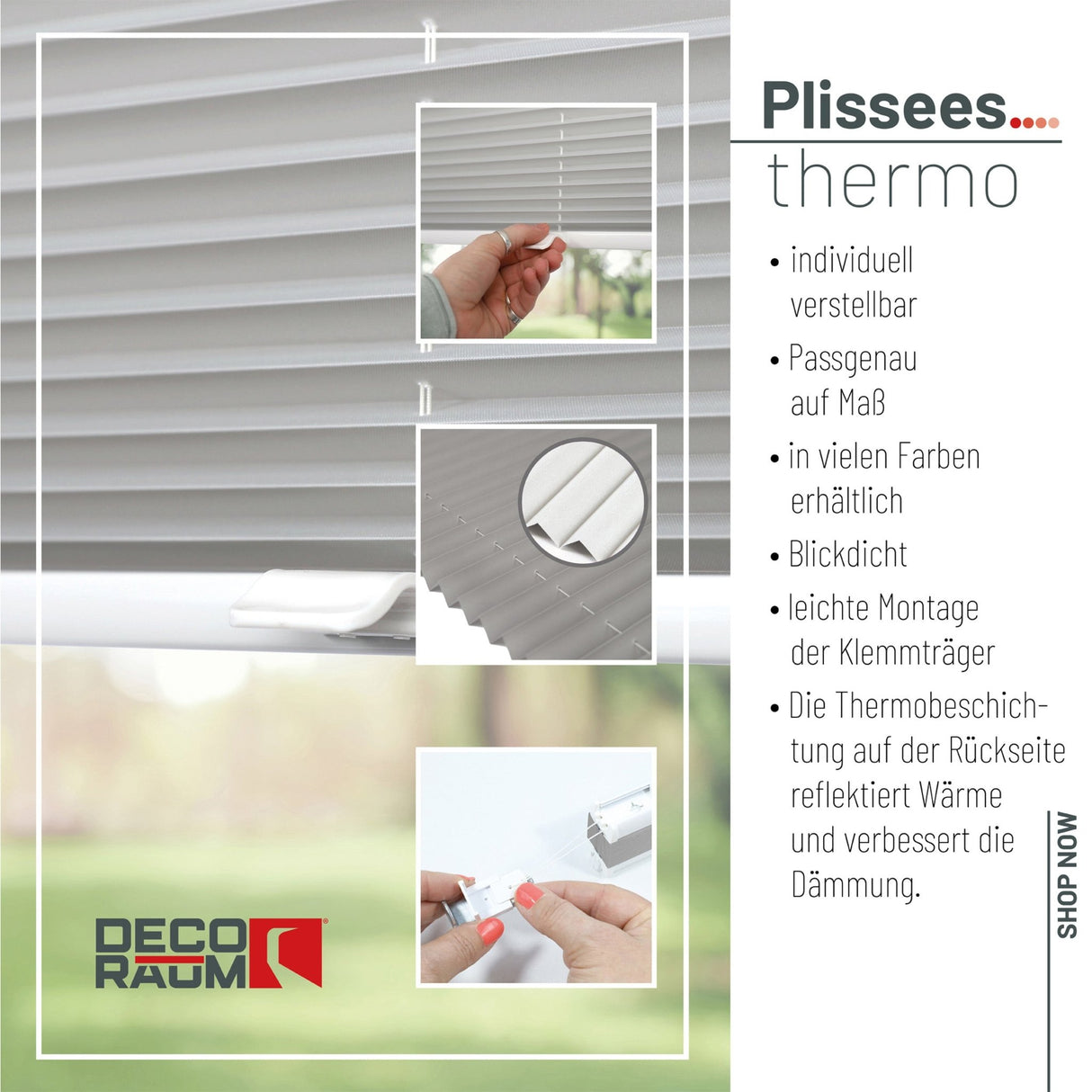Klemmfix-Plissee Thermo in Standardgrößen – ohne Bohren