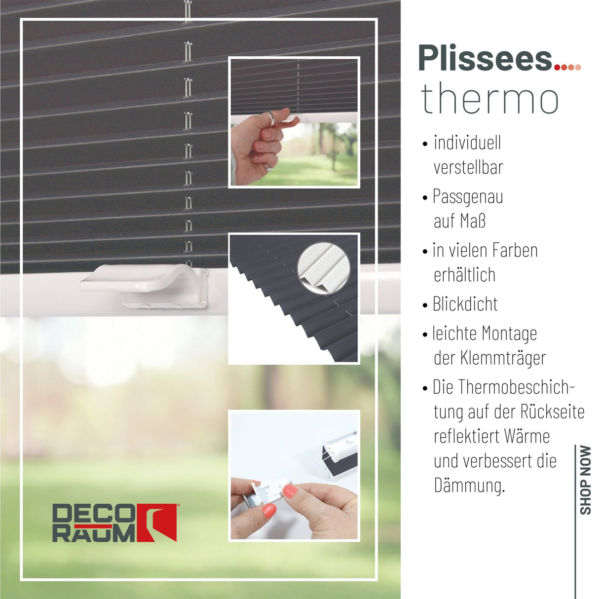 Klemmfix-Plissee Thermo in Standardgrößen – ohne Bohren