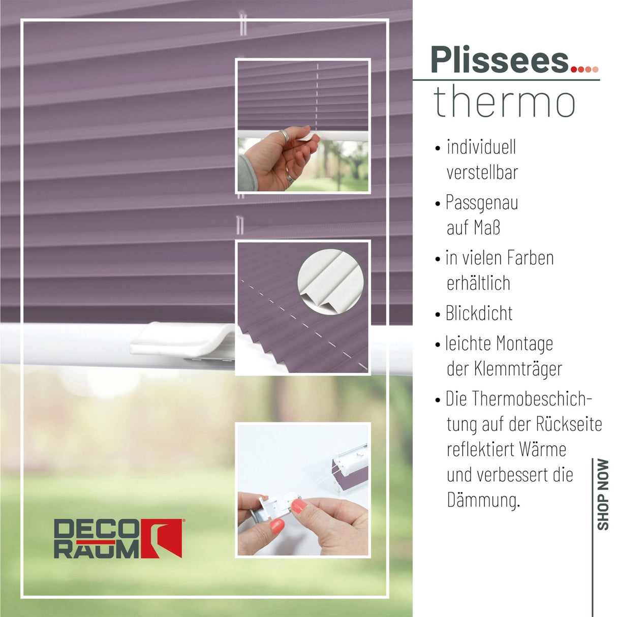 Klemmfix-Plissee Thermo in Standardgrößen – ohne Bohren