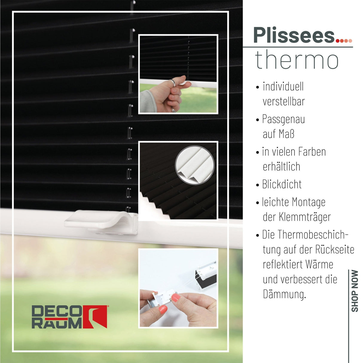 Klemmfix-Plissee Thermo in Standardgrößen – ohne Bohren