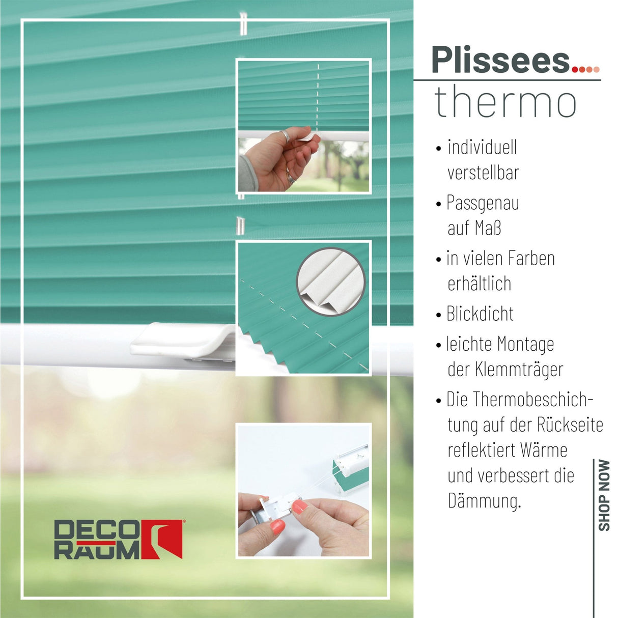 Klemmfix-Plissee Thermo in Standardgrößen – ohne Bohren