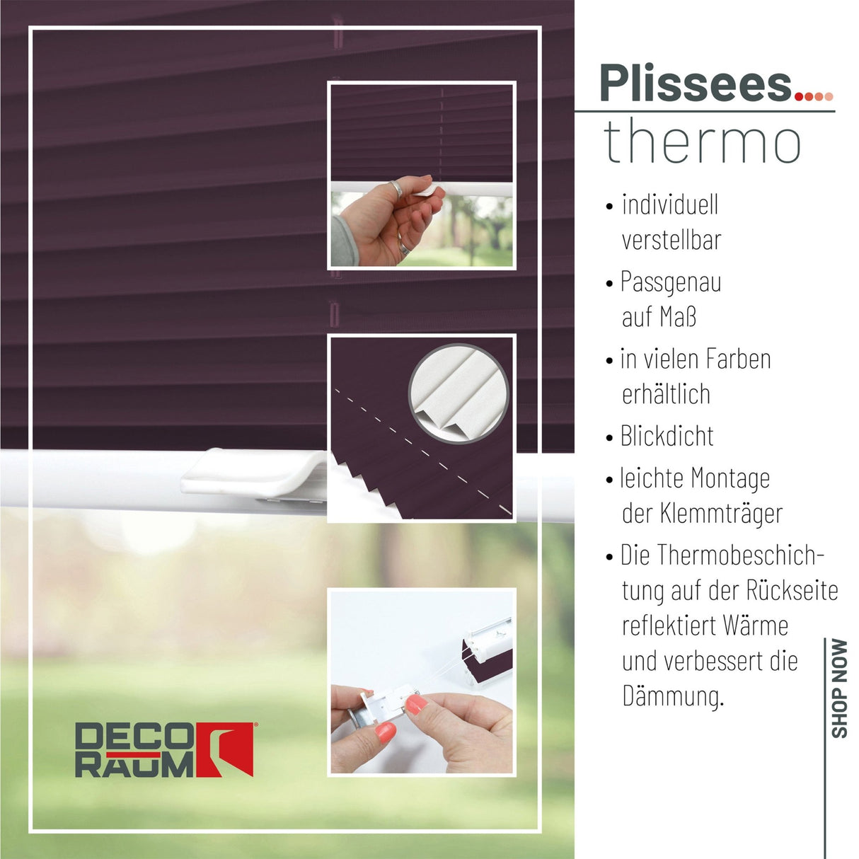 Klemmfix-Plissee Thermo in Standardgrößen – ohne Bohren